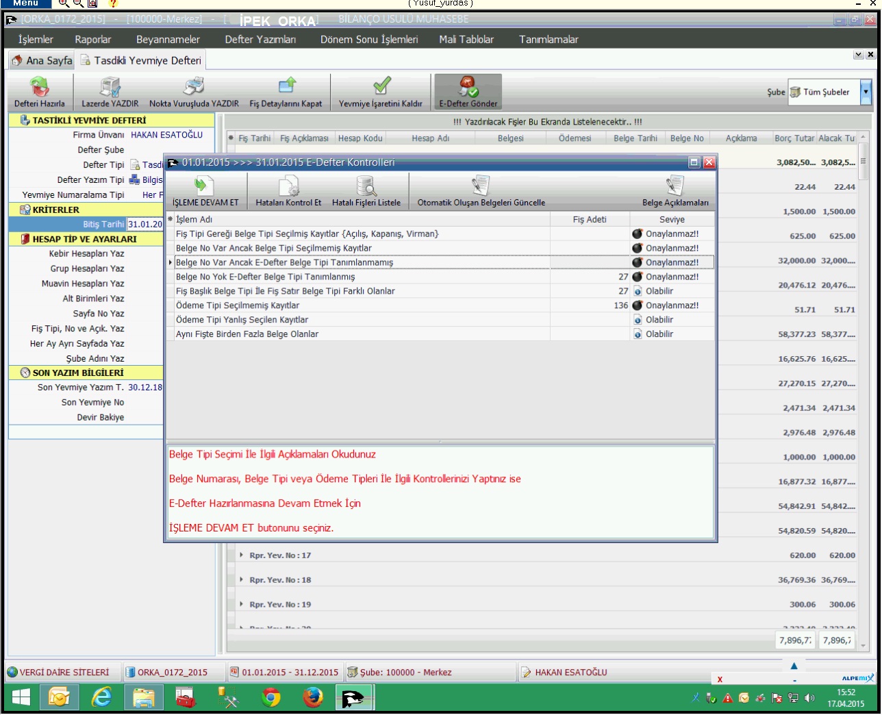 Orka e-Defter Uygulama ve Orka 'dan e-Defter G�nderimi 